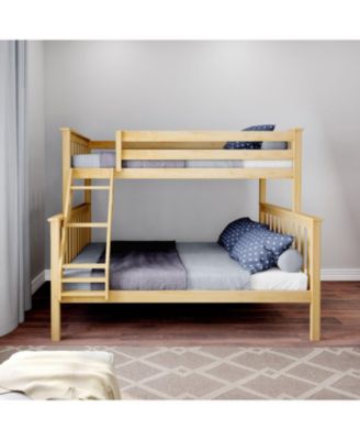 Bunk Bed Twin over Full Size, Solid Wood Bunk Beds with Ladder for Kids