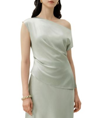 Women's Stretch Charmeuse Asymmetric Top