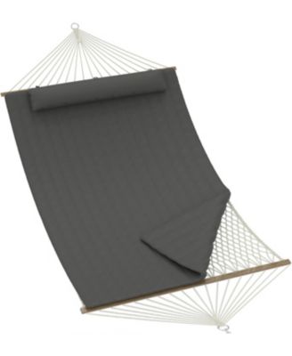 2 Person Hammock with Stand - Cotton Rope and Padded Polyester - Adjustable Steel Frame - 2-in-1 Outdoor Comfort for Patio, Backyard