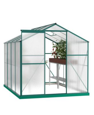 6.5 FT Wood Polycarbonate Cold Frame Greenhouse for Outdoor Garden Storage