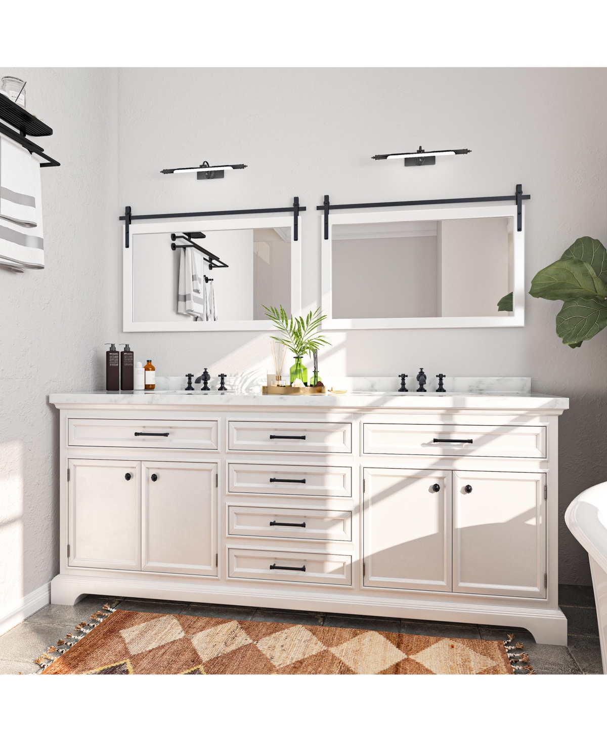 Lovmor Farmhouse Inches W x Inches H Rectangle Framed Wall Bathroom Vanity Mirror Accent Mirror