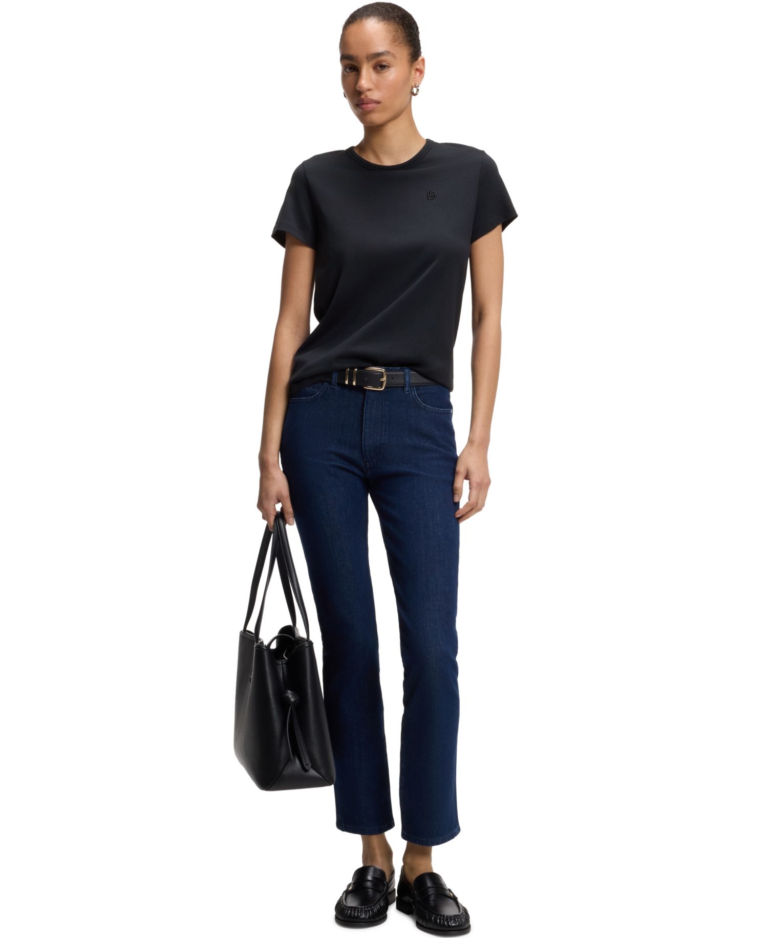 BOSS by Women's Cotton-Silk Blend Slim-Fit T-Shirt