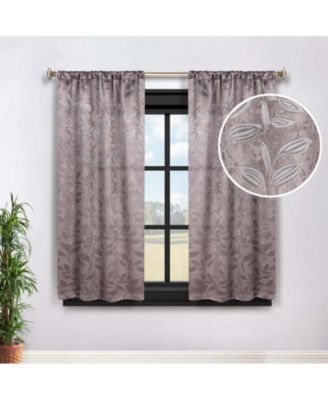 Leaves Machine Washable Room Darkening Semi Blackout Curtains, Set of 2