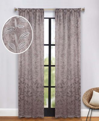Leaves Machine Washable Room Darkening Blackout Curtains, Set of 2