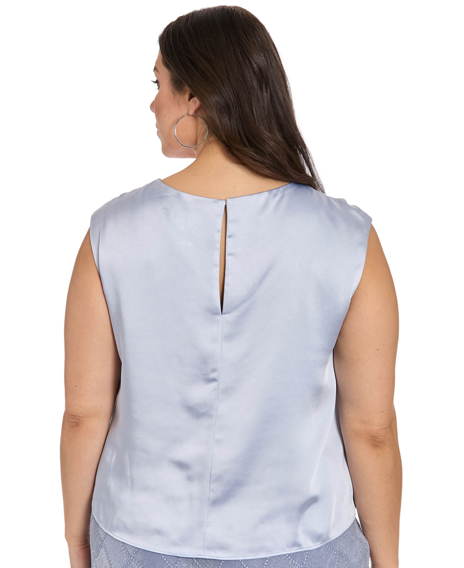 Plus Tucked Beaded Neckline Sleeveless Top