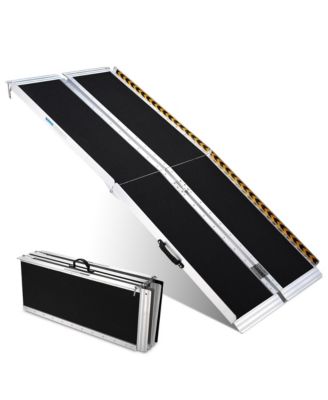 Portable Wheelchair Ramp Aluminum 6FT Folding Anti-slip 600LBS Limit for Threshold Doorways