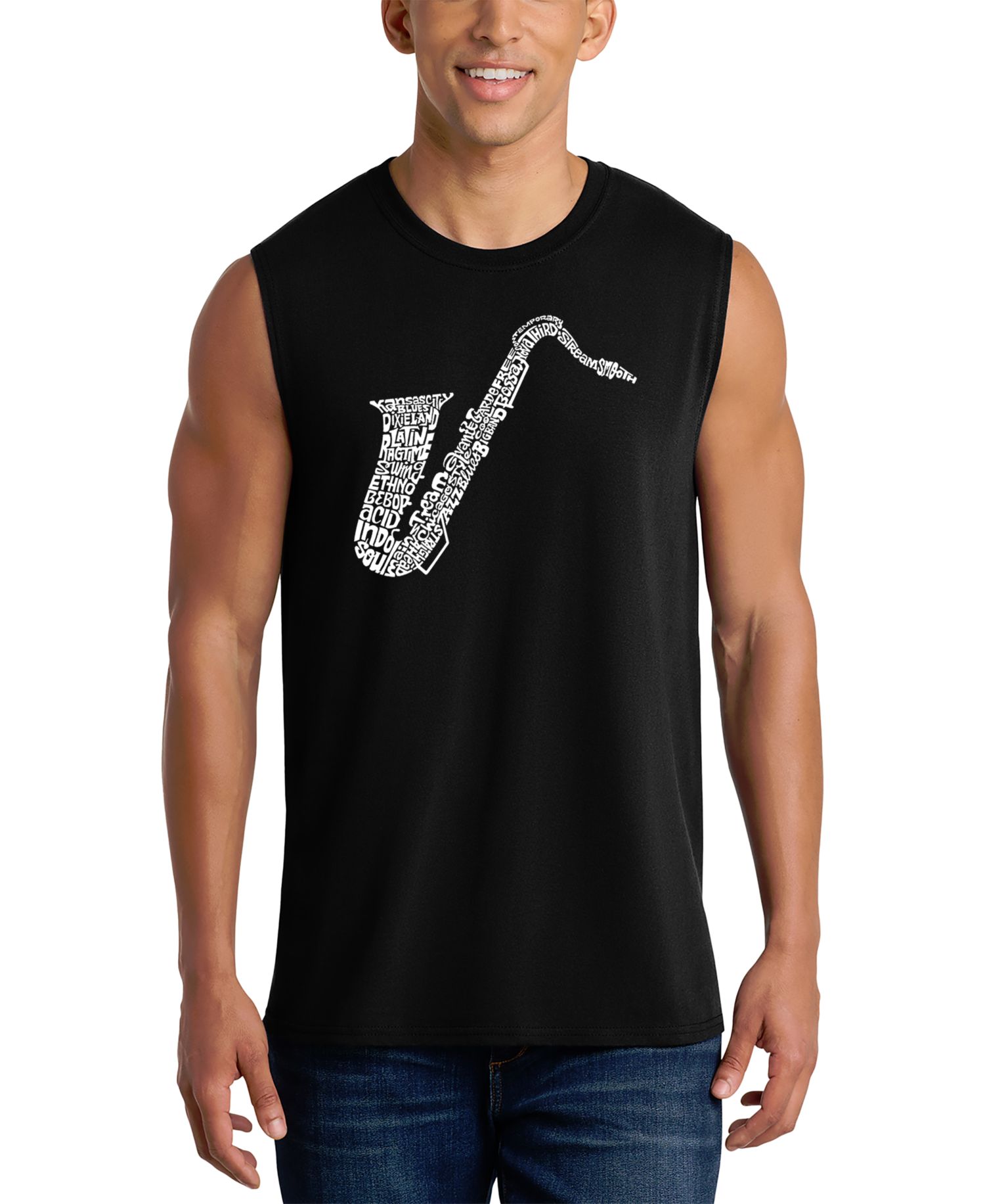 Men's Saxophone Music Word Art Graphic Tank Top