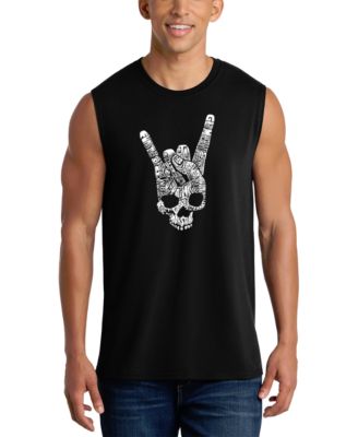 Men's Skull Rock Hand Horns Word Art Graphic Tank Top