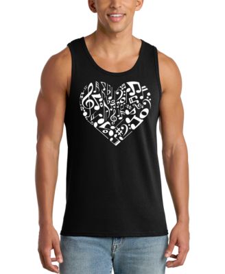 Men's Music Notes Heart Word Art Graphic Tank Top