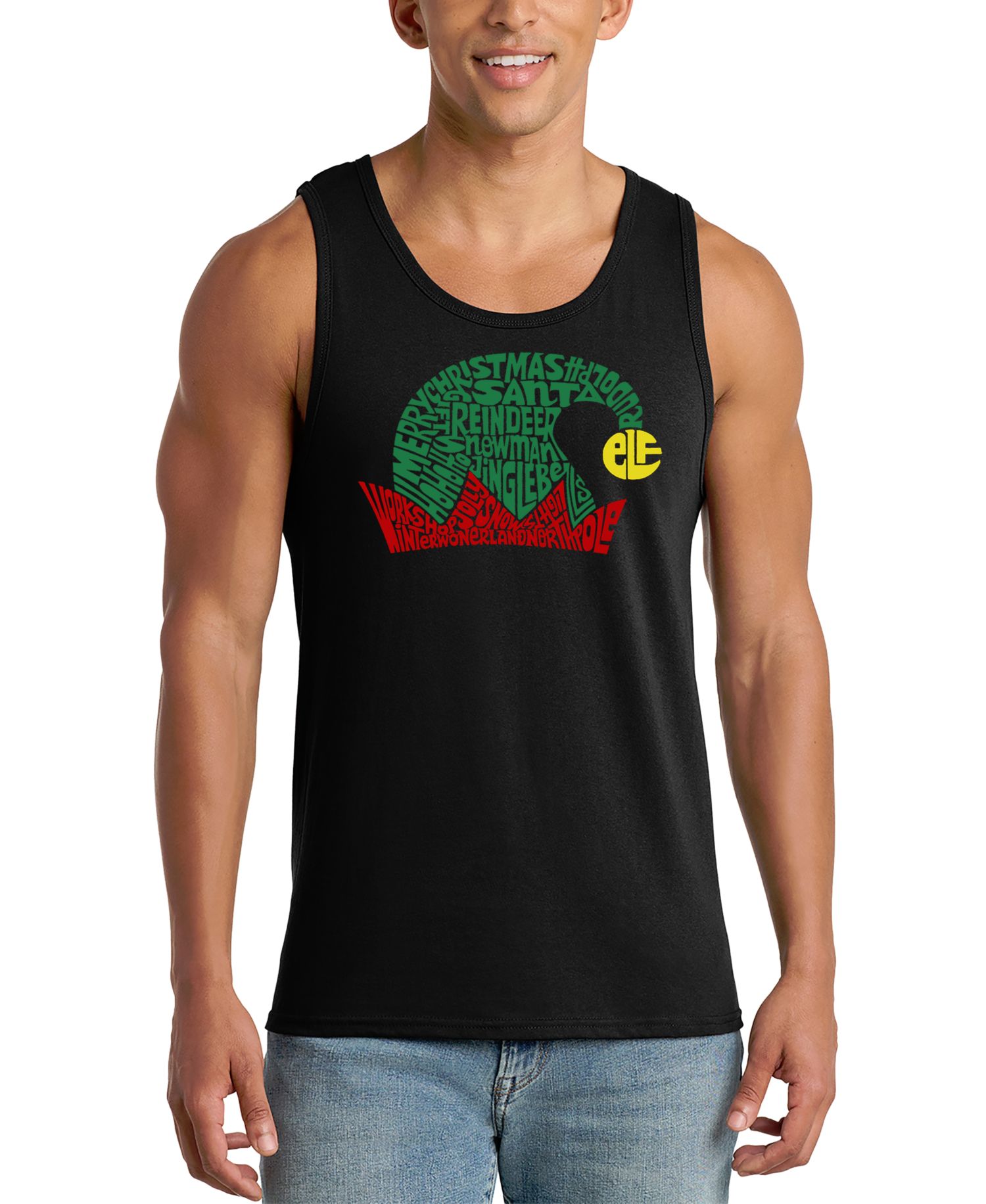 Men's Christmas Elf Hat Graphic Tank Top