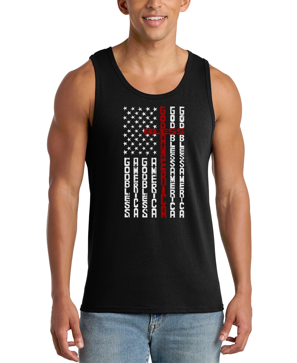 La Pop Art Men's Christian Cross Faith Typography Graphic Tank Top