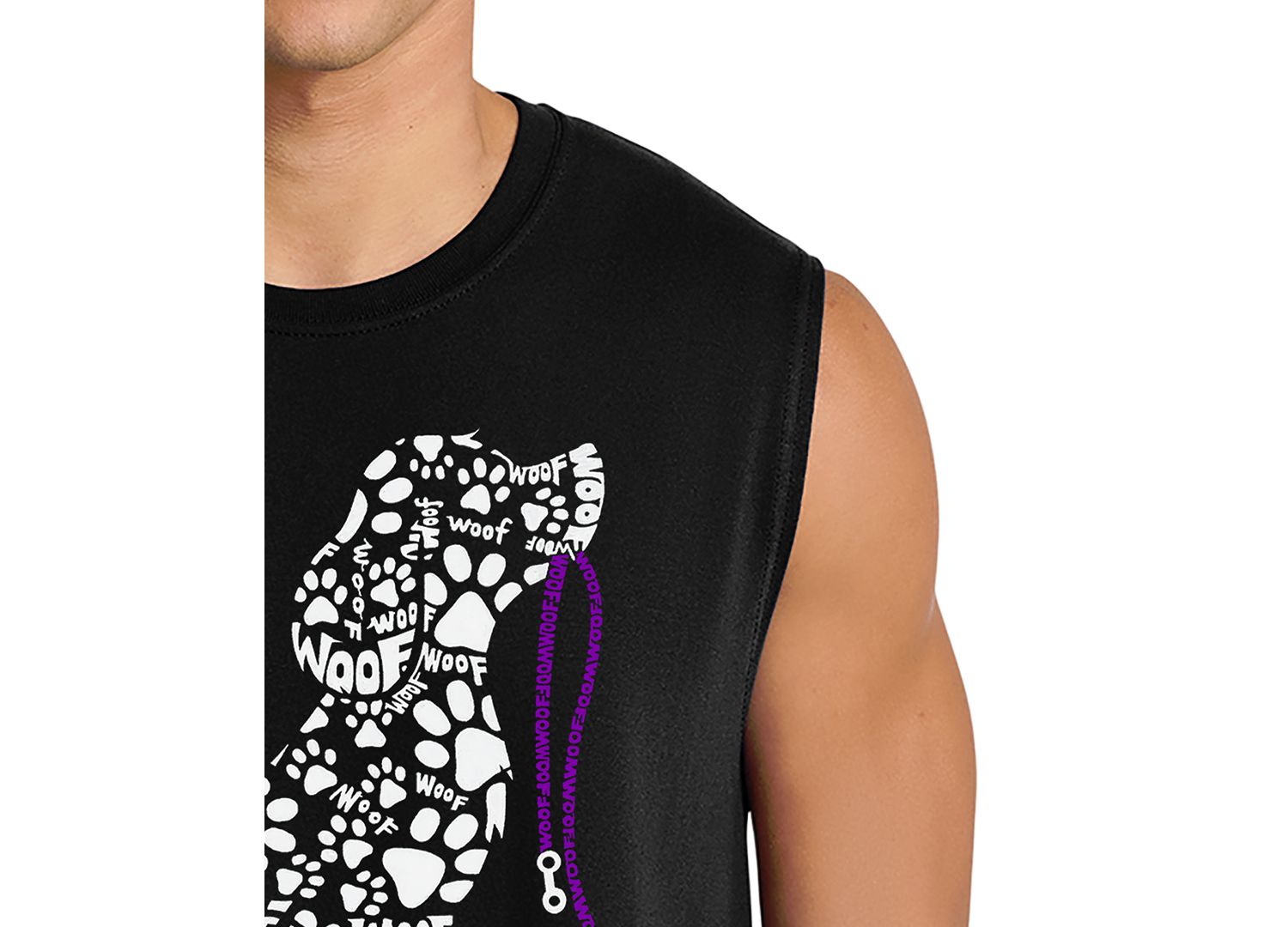 Men's Sitting Dog Paw Print Word Art Graphic Tank Top