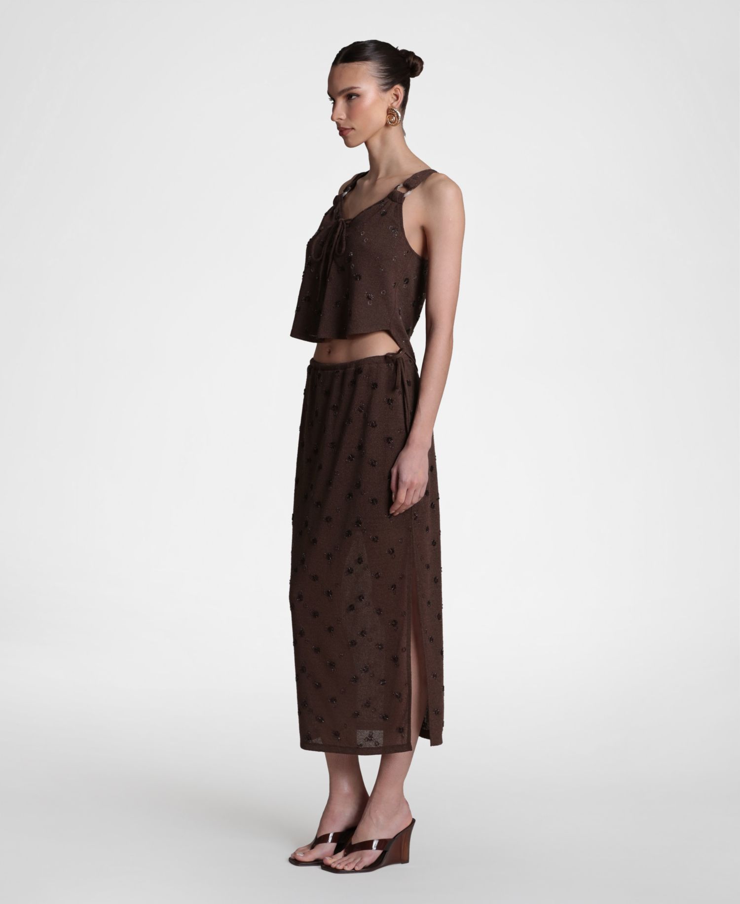 Women's Embellished Sweater Midi Skirt