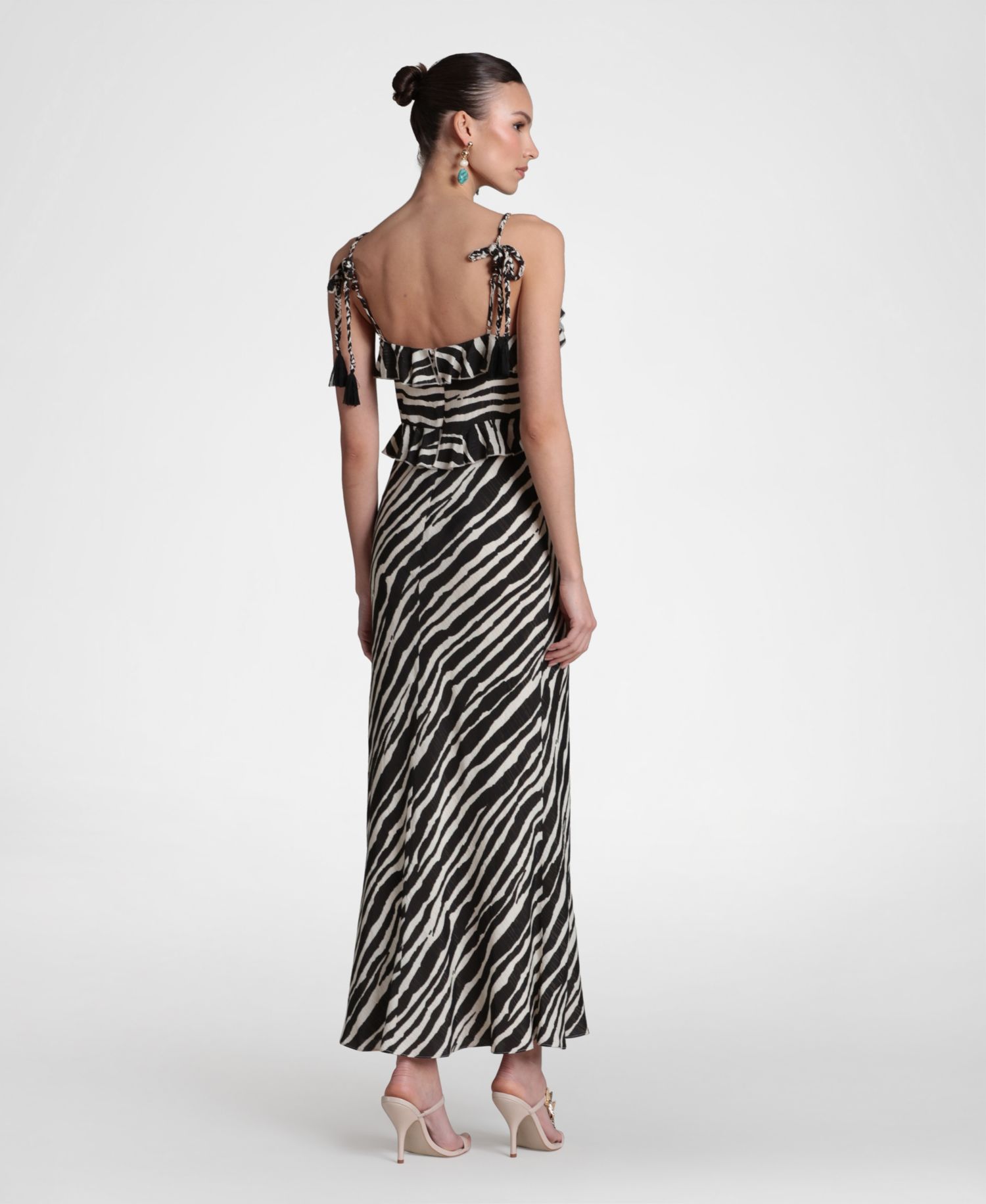 Women's Braided Tie Ruffle Maxi Dress