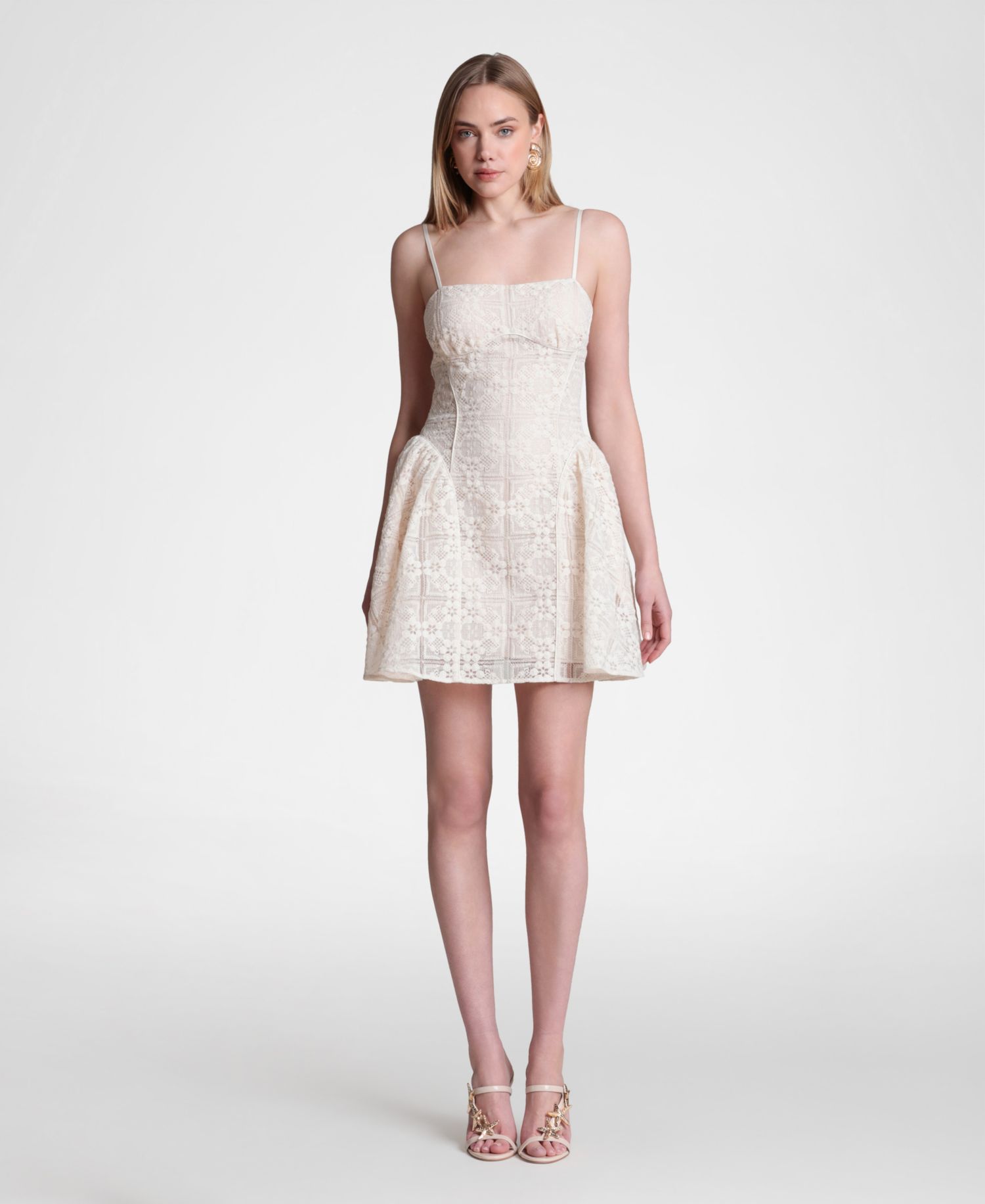 Women's Cotton Sweetheart Neck Mini Dress