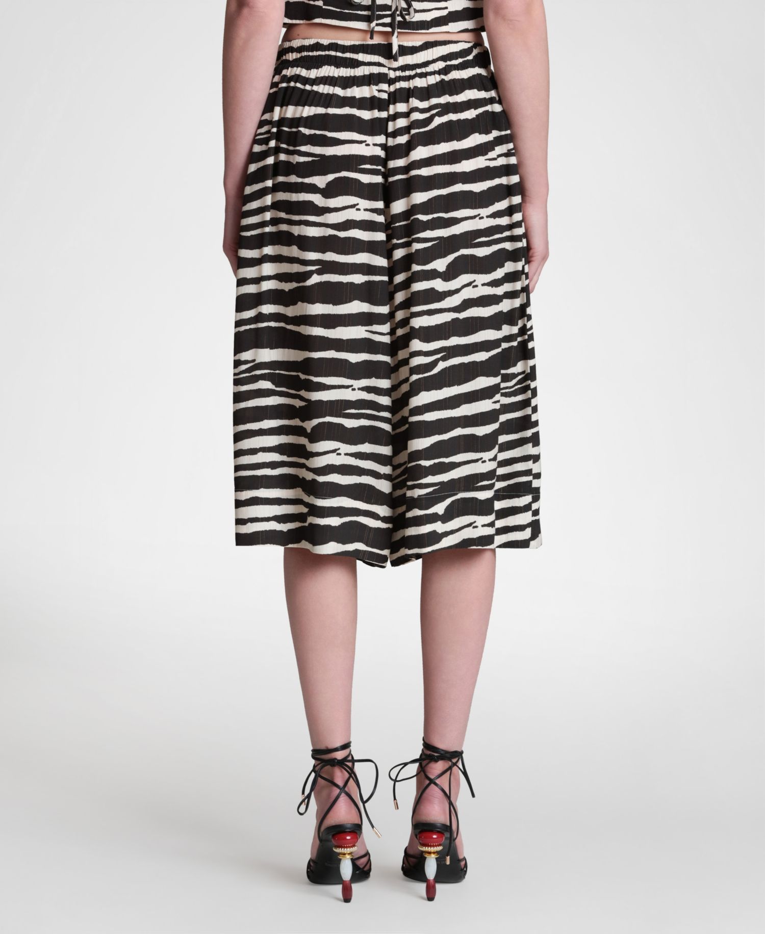 Women's Elastic Waistband Wide Culottes