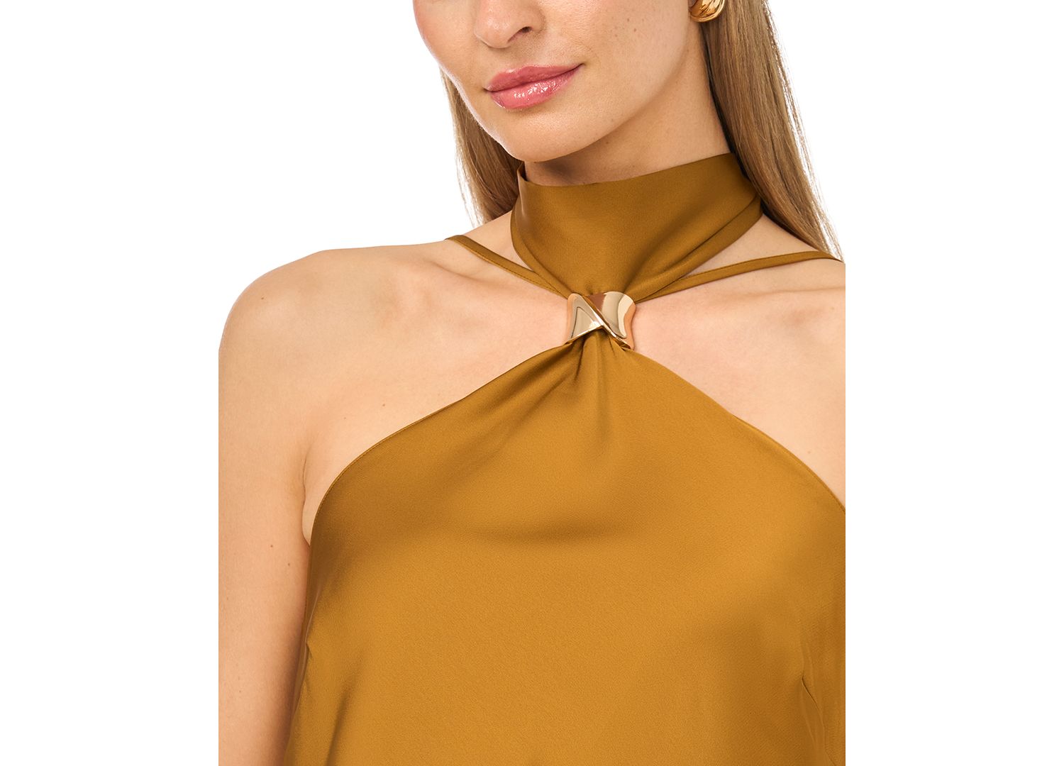 Women's Sleeveless Halter Neck Cutaway Maxi Dress