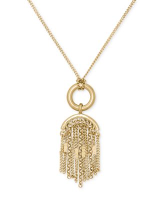 Gold-Tone Tassel Pendant Necklace