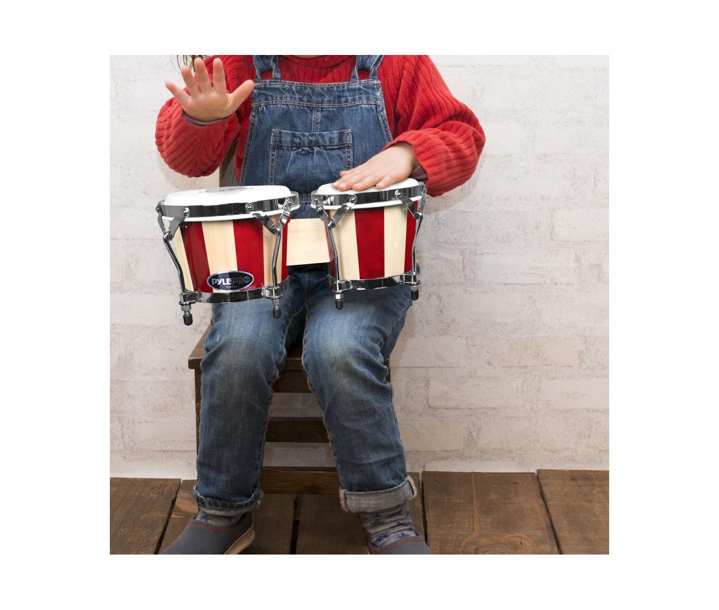 Детские игрушки Pyle Hand-Crafted Wooden 2-Piece Bongo Drums, Ages 3+, цвет: Коричневый — фото 6