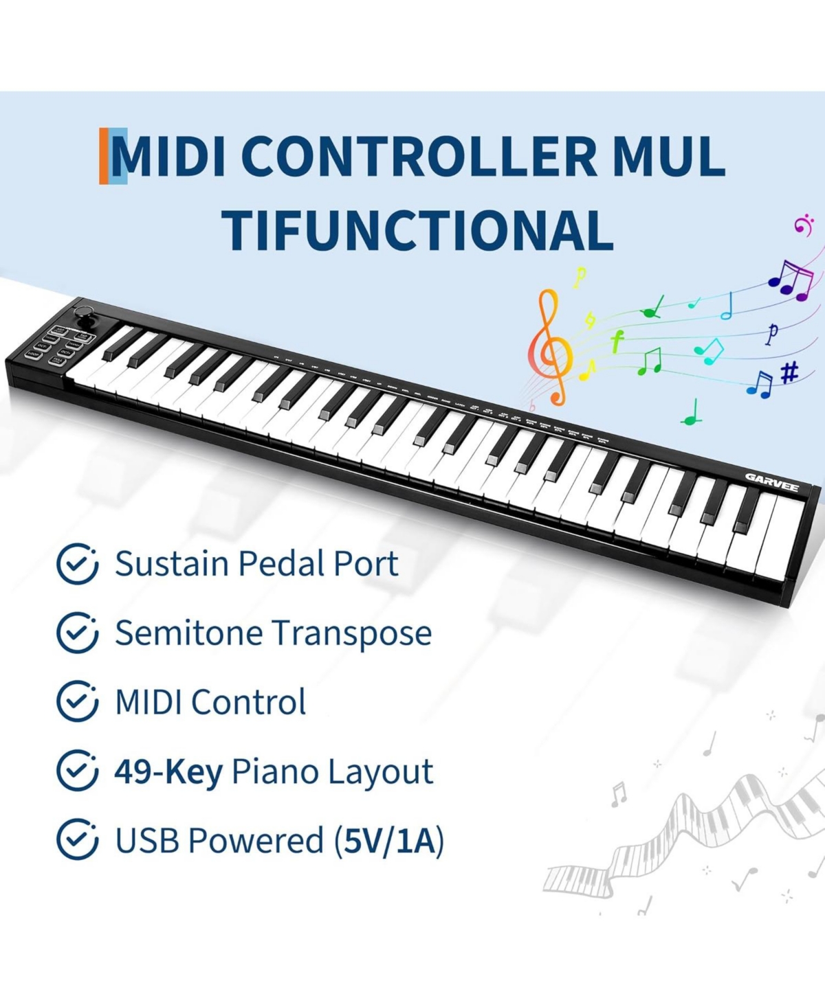 gaomon 49-Key Usb Midi Controller Keyboard