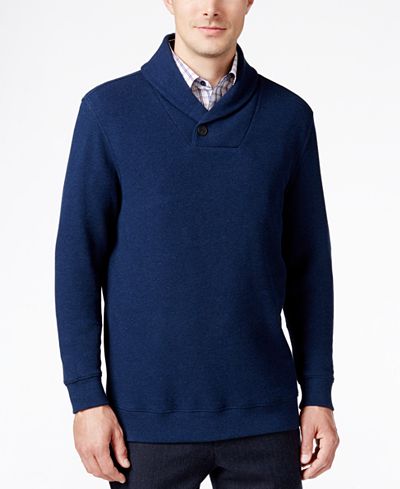 Tasso Elba Men's Big and Tall Honeycomb Textured Shawl-Collar Sweater, Only at Macy's