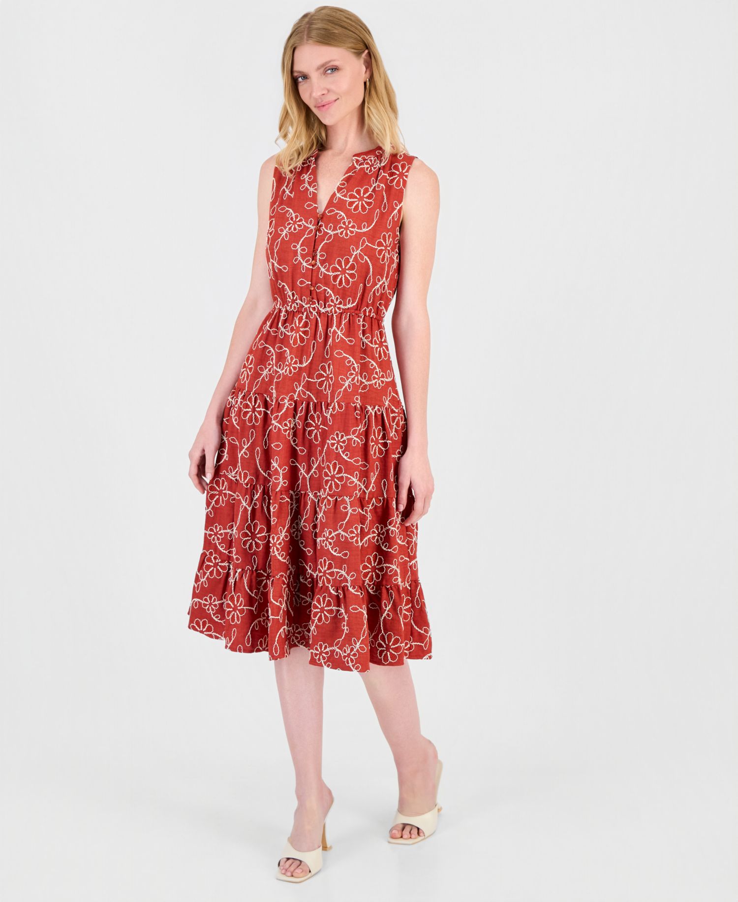 Women's Sleeveless Printed Fit & Flare Dress