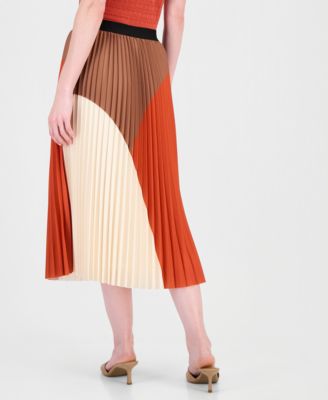 T Tahari Women's Pleated Pull-On Midi Flare Skirt - Macy's
