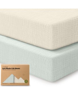 Lyra Muslin Crib Sheets for Boys, Girls, 2pk 52x28 Cotton Baby Crib Mattress Sheets Fitted, Soft, Breathable