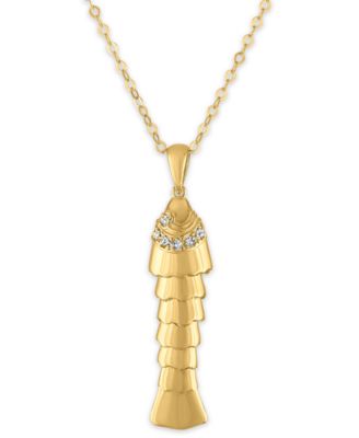 Fish Pendant Necklace in Two-Tone Gold (10k Yellow and White Gold)