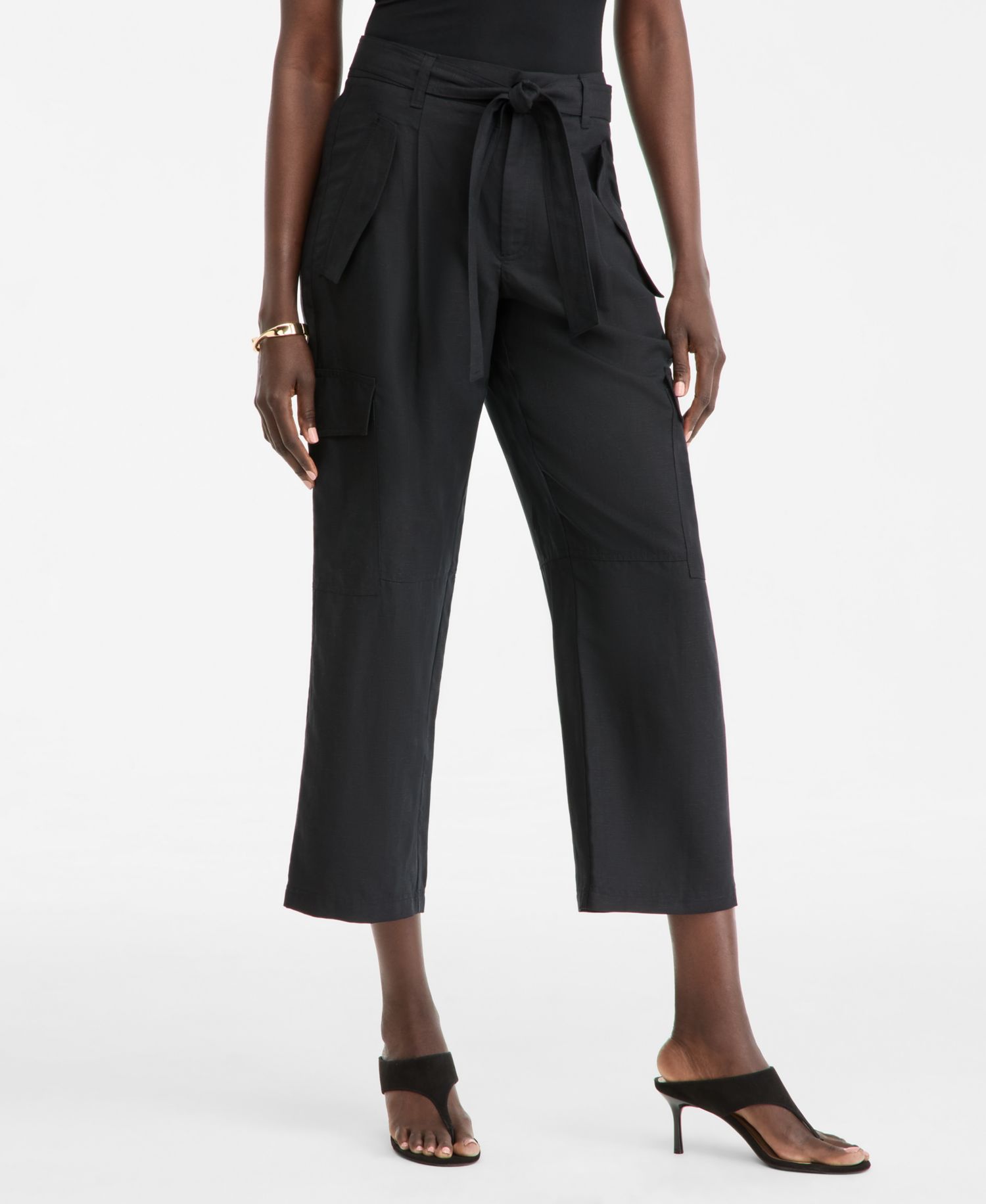 Women's Cropped Belted Cargo Pants
