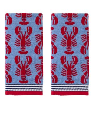 Lobster Jacquard 2-Piece Hand Towel Set