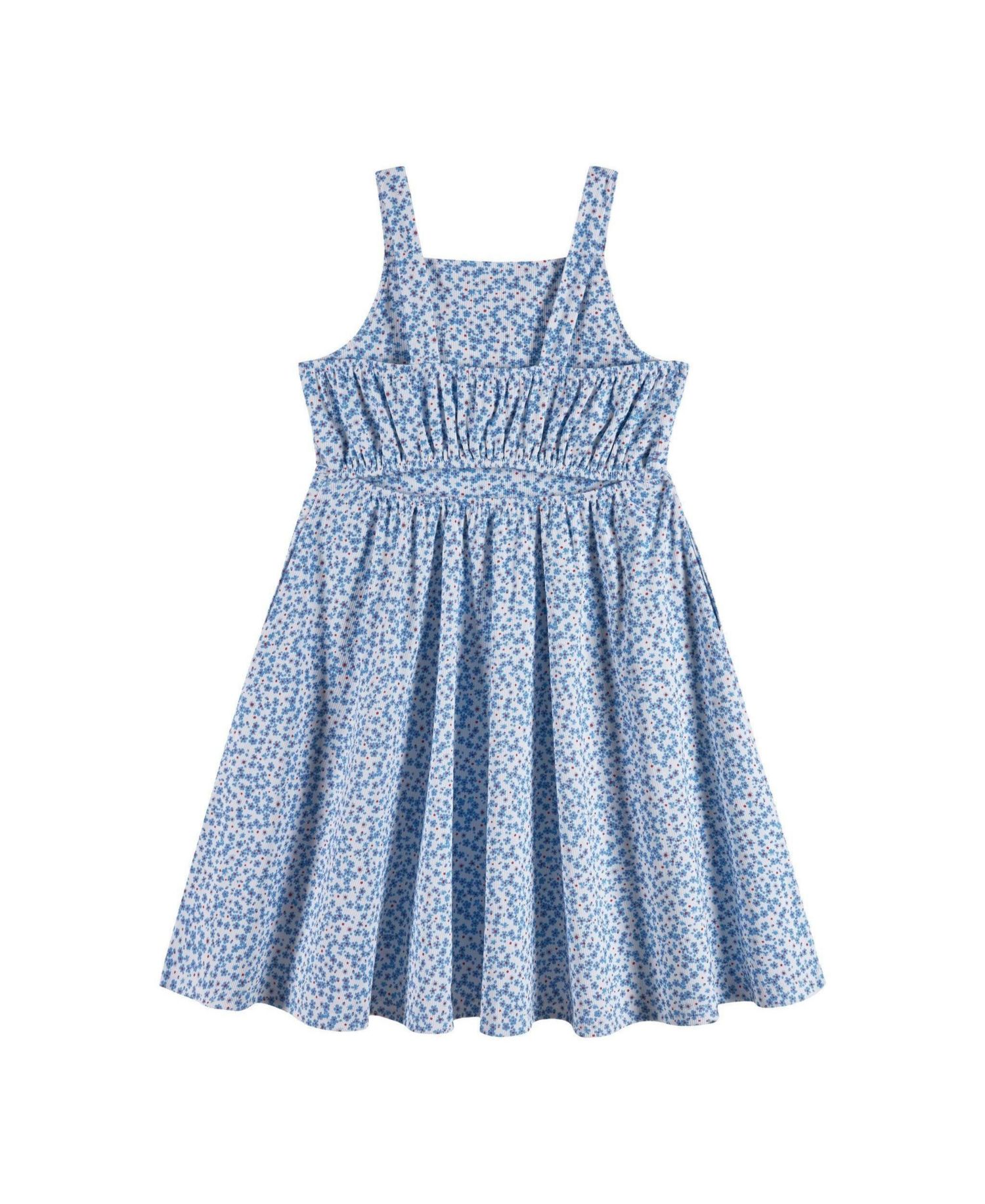 Andy and Evan Girls Andy and Evan Big Girls Blue Floral Printed Dress With Back Cutout
