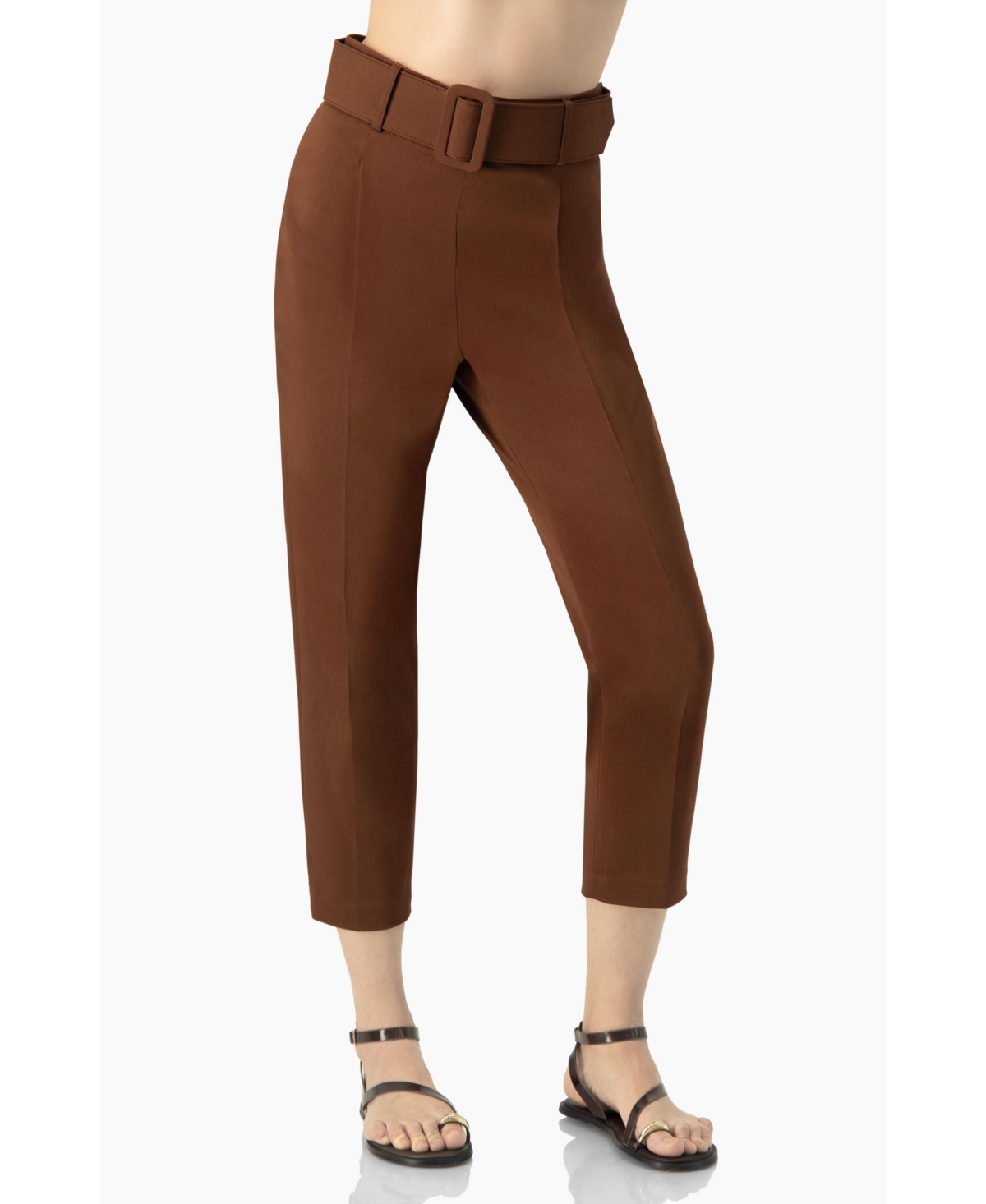 Ivonne Women's Straight-Leg Gabardine Pants with Belt