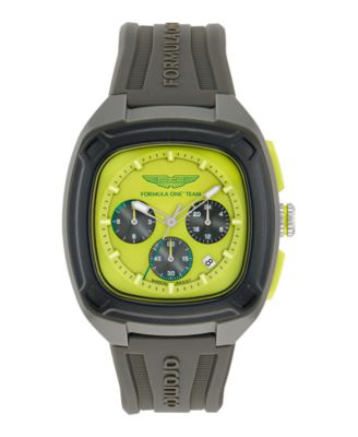Aston Martin F1 Men's Ovr Chronograph Date Quartz Grey Silicone Watch 44mm - Gray