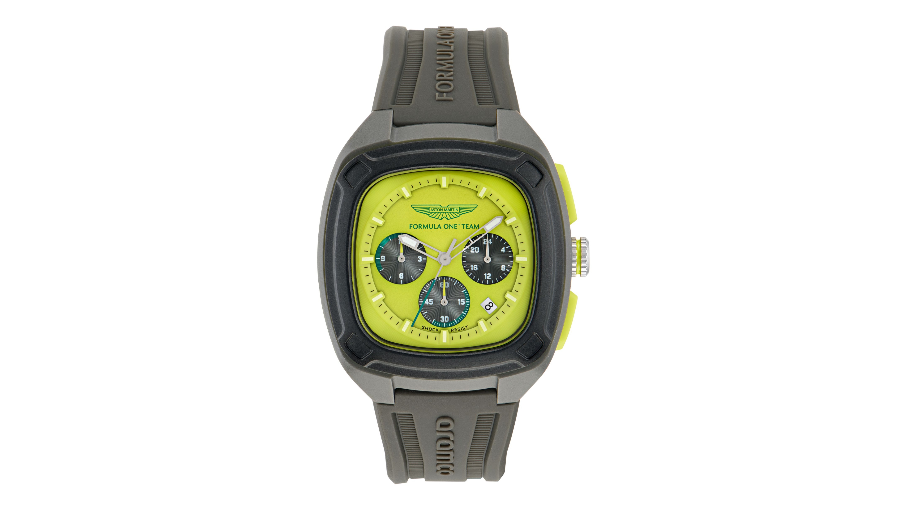 Aston Martin F1 Men's Ovr Chronograph Date Quartz Grey Silicone Watch 44mm