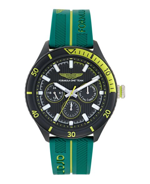 Мужские часы Aston Martin F1 PIT Multi-Function Quartz Green Silicone 46mm