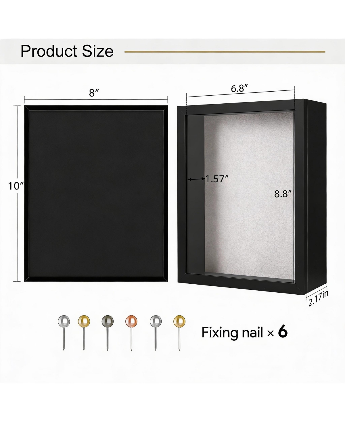Yigii 8x10 Rustic Shadow Box Frame: Magnetic Door, Linen Back, Glass Cover