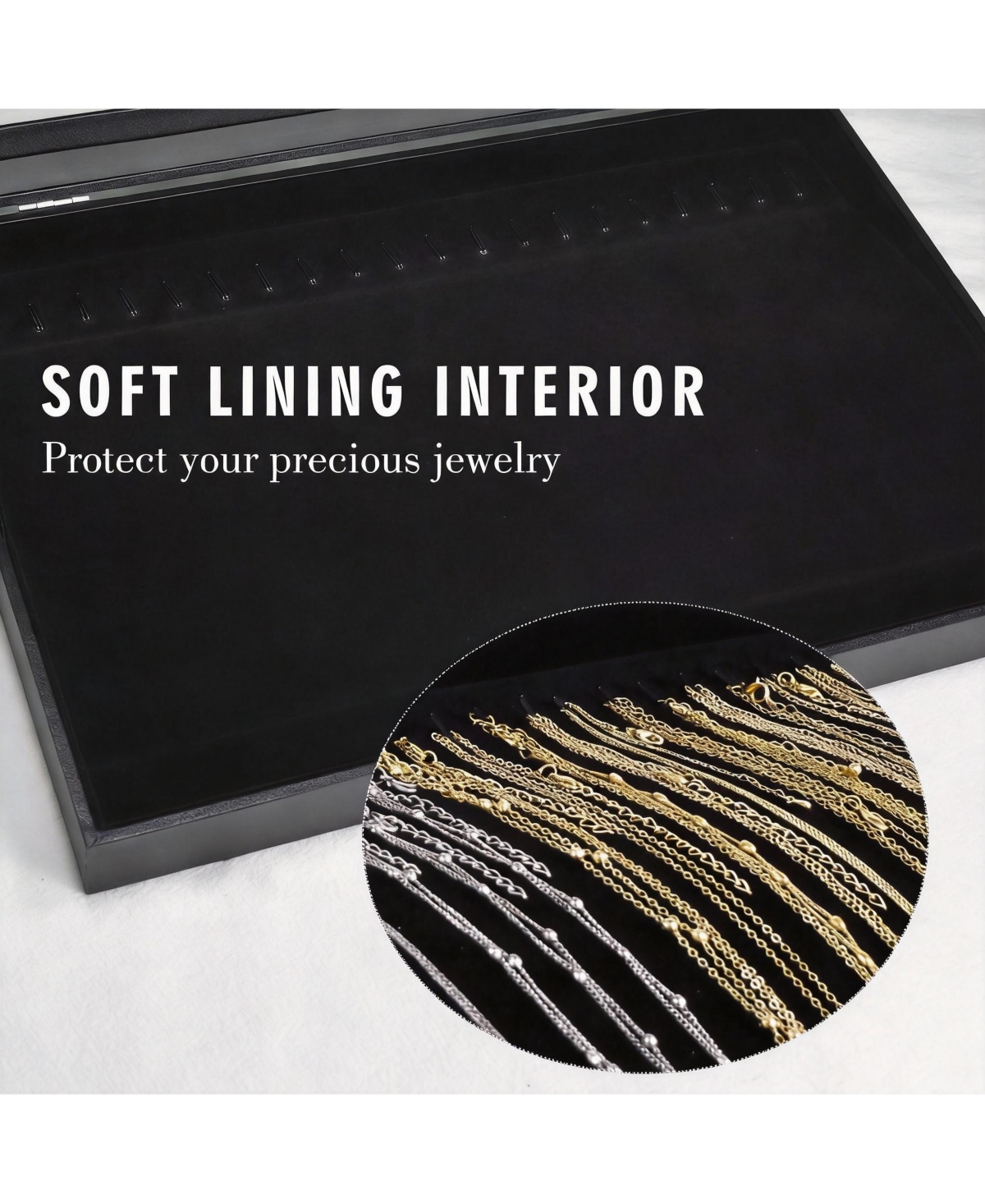 Yigii 20 Hook Velvet Necklace Organizer with Transparent Lid for Display