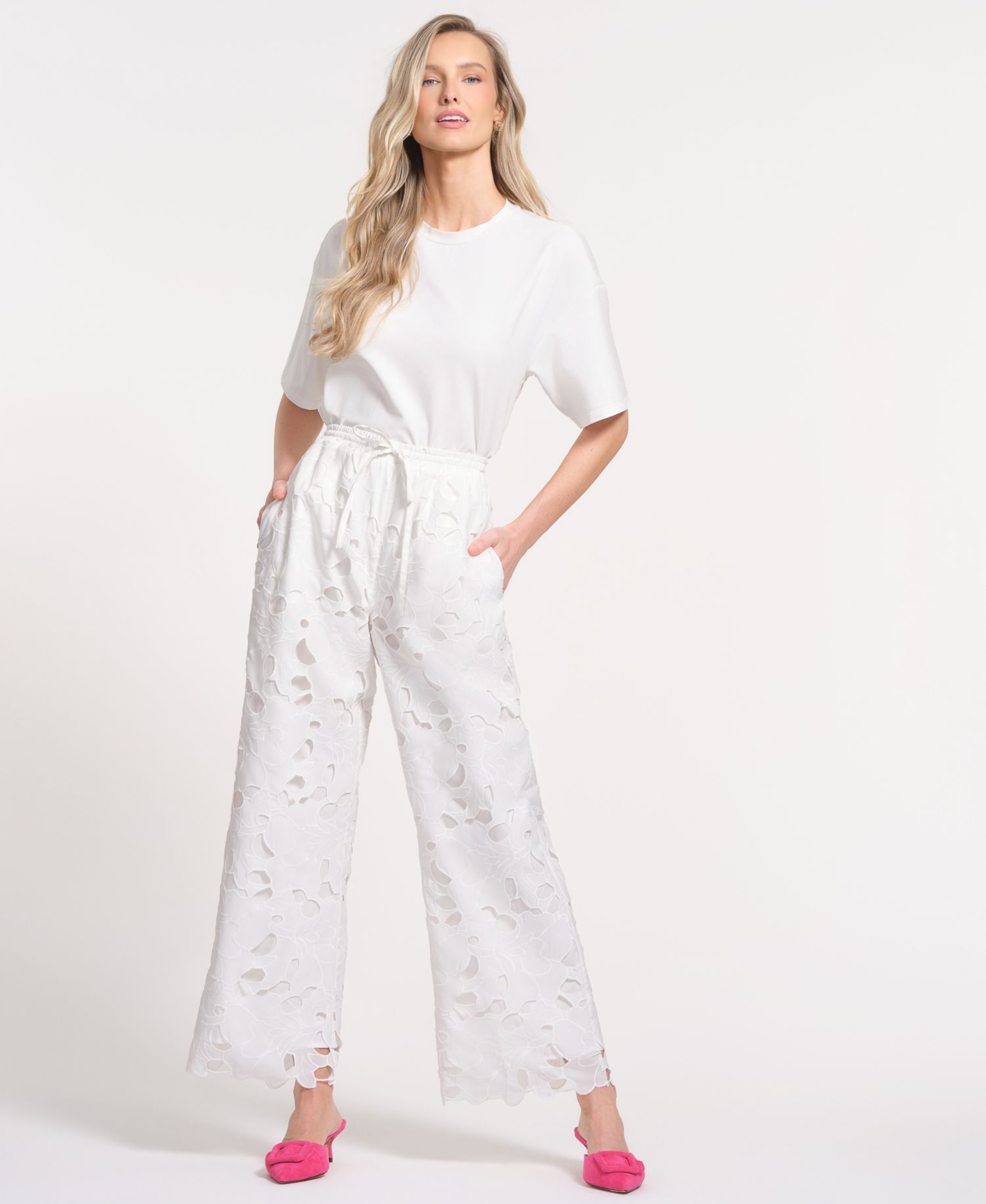Women's Eyelet Drawstring Pants