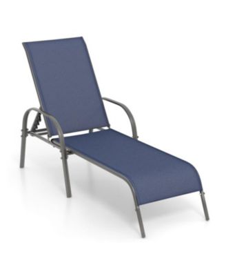 Adjustable Patio Chaise Folding Lounge Chair with Backrest