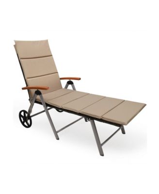 Foldable Wicker Outdoor Chaise Lounge Chair with Aluminum Frame