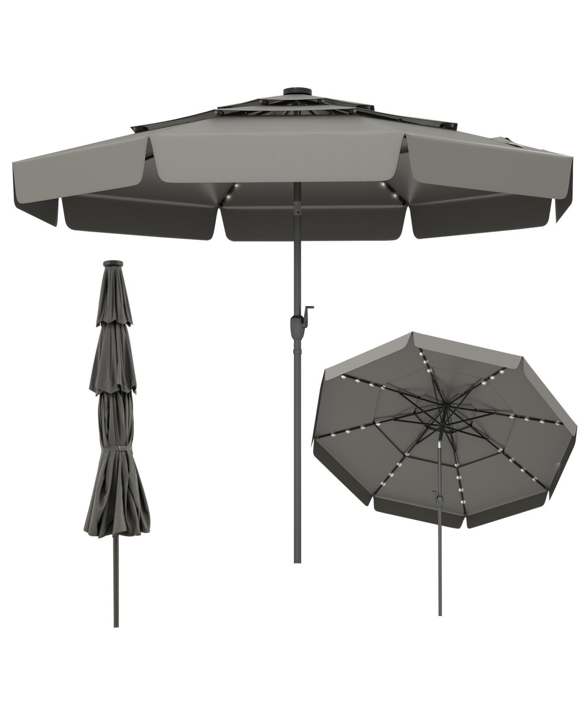 Sugift Solar Patio Umbrella with Tier Vented Top