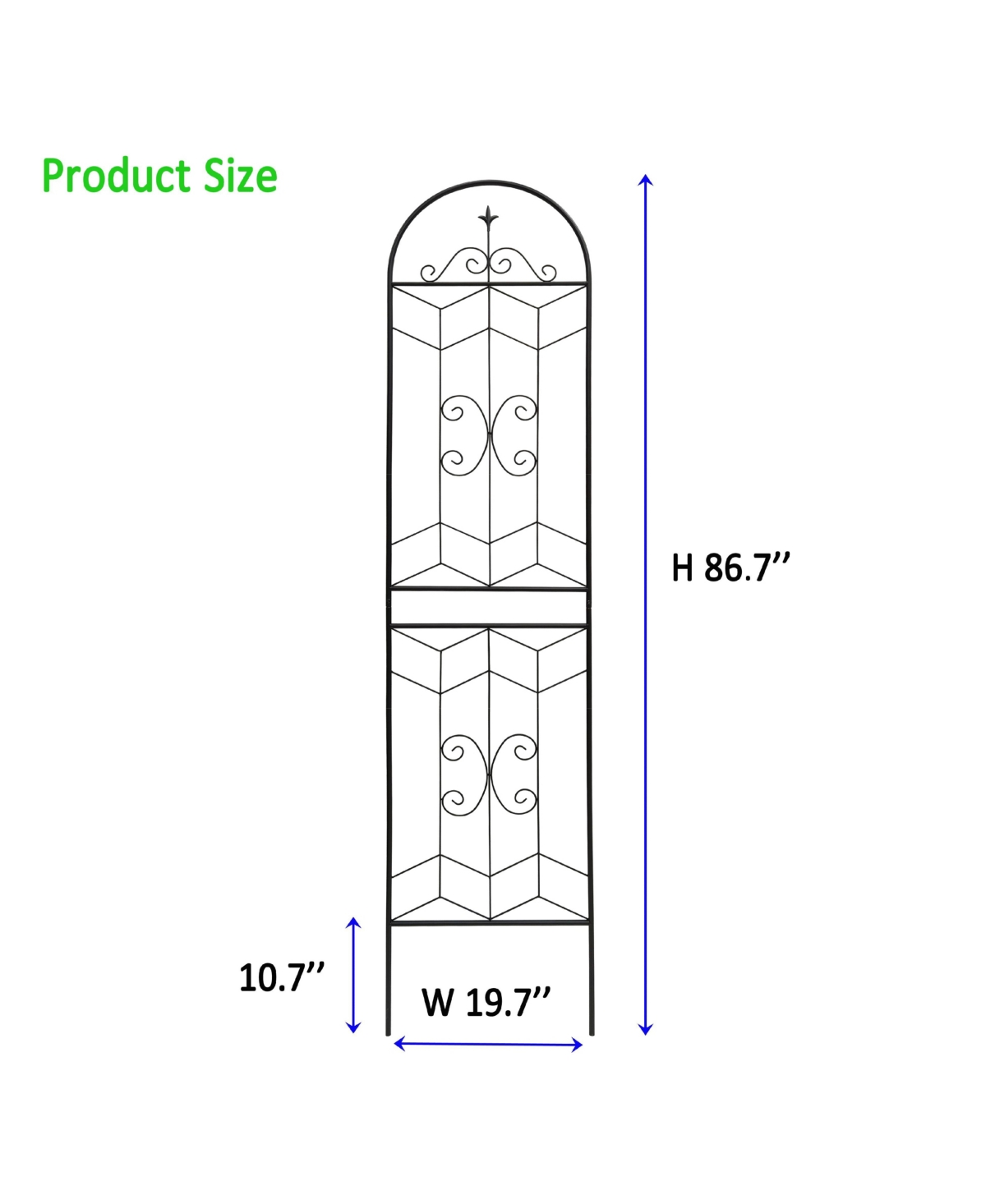 Clihome Metal Garden Trellis 86.7" x 19.7" Rustproof Trellis for Climbing Plants Outdoor Flower Support