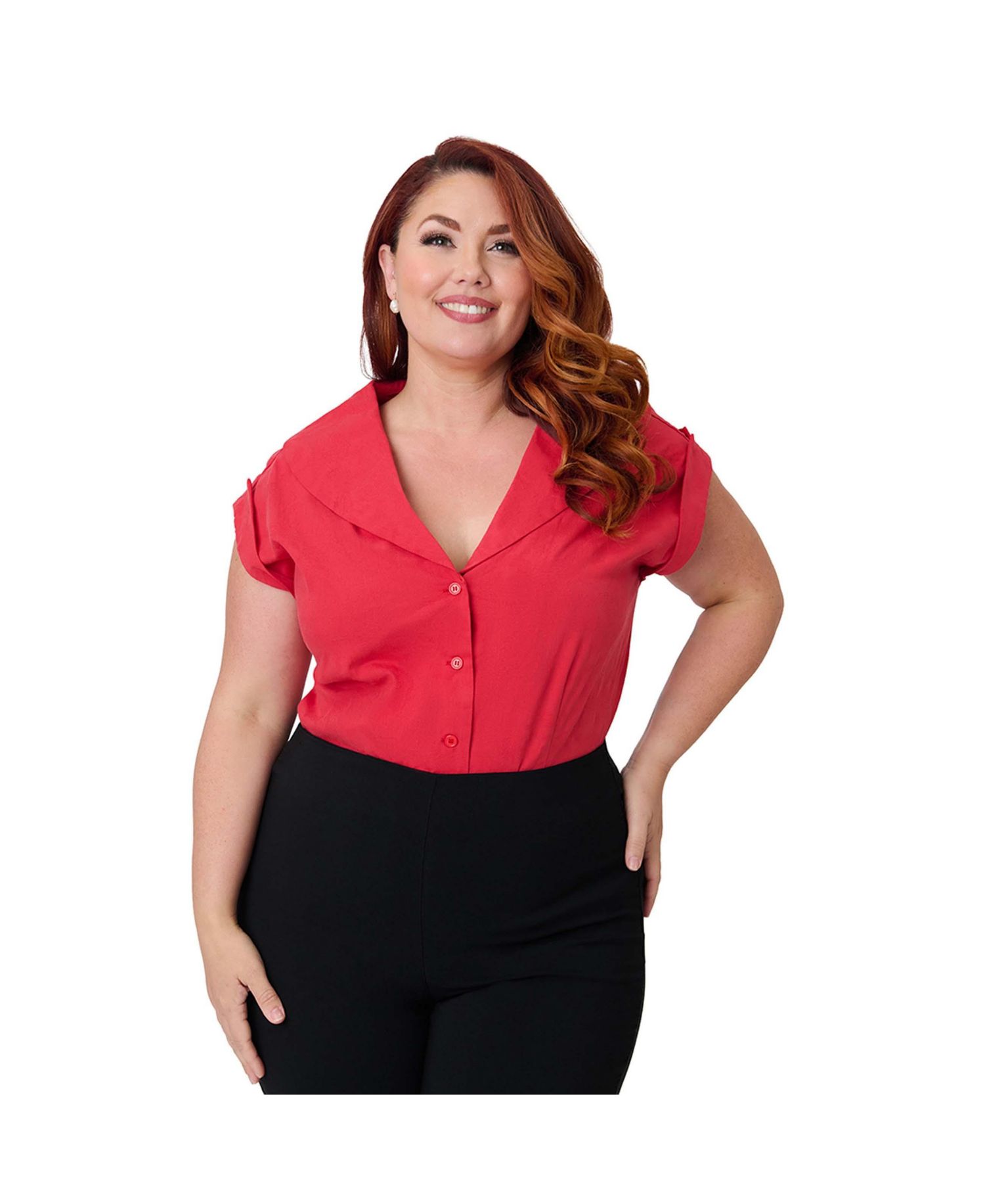 Plus Size Women's 1960s Twill Sleeveless Blouse