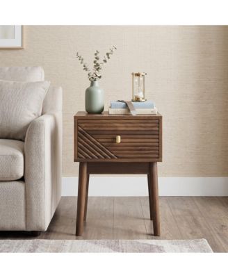 Mid-Century Modern Bedside Table 2-Piece Set, with Metal Handles for Bedroom
