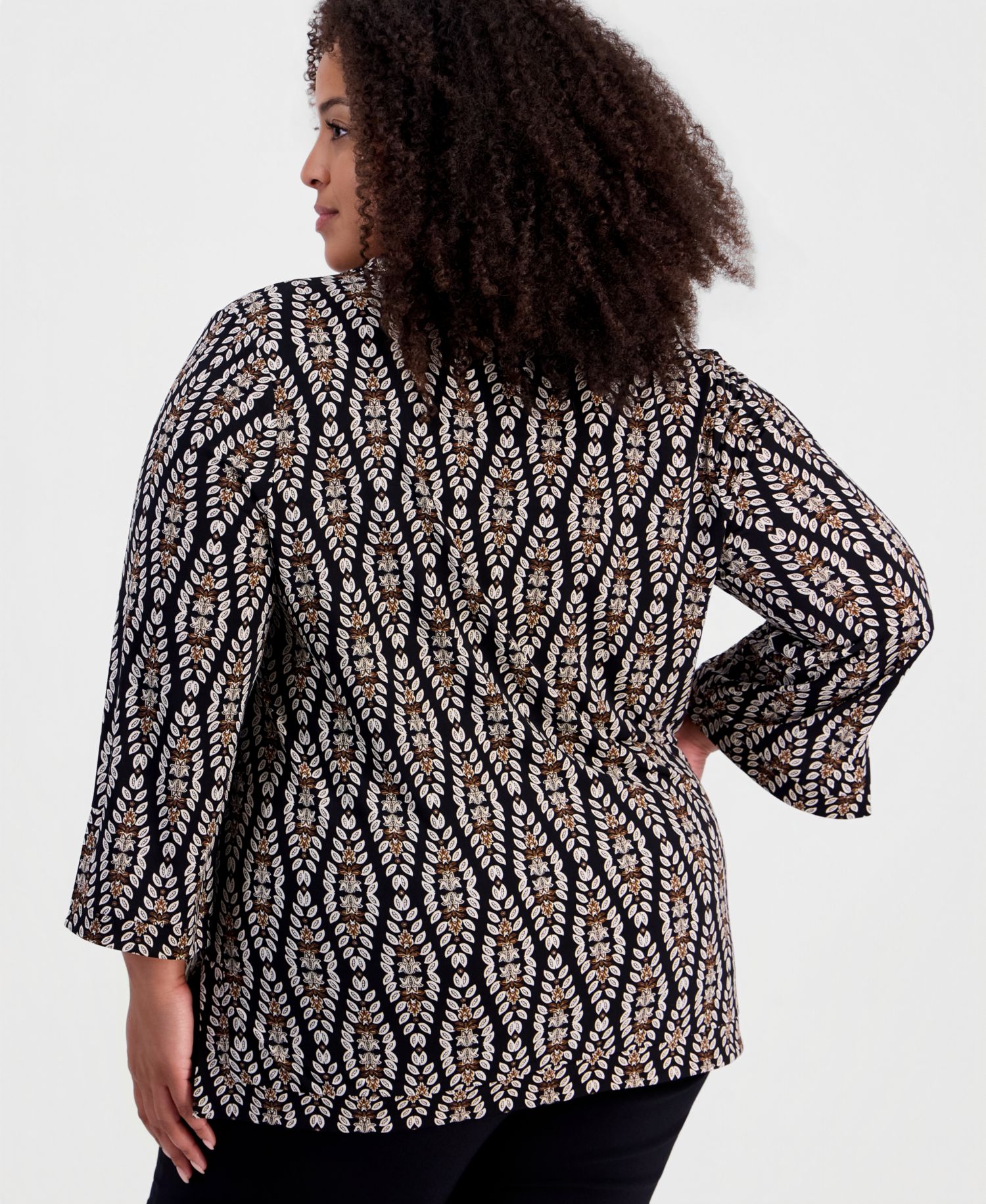 Plus Size Opulent Travels 3/4-Sleeve Splitneck Tunic, Macy's Exclusive