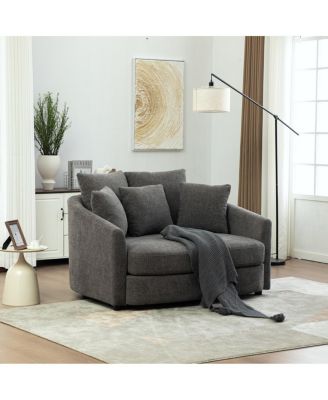 56.3'' Wide Upholstered Round Cuddle Chaise with Pillows