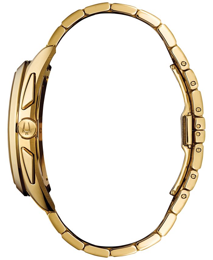 Bulova Men's Chronograph Curv Gold-Tone Stainless Steel Bracelet Watch ...