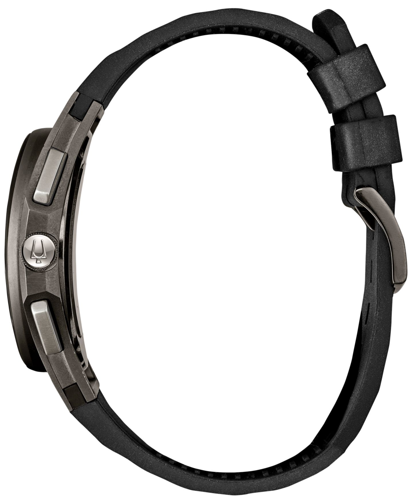 Мужские часы Bulova Chronograph Curv Black Rubber Strap Watch 44mm 98A162 — фото 2