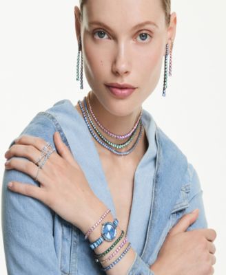 Swarovski Matrix Bangle Swiss Crystal Bracelet Blue Stainless